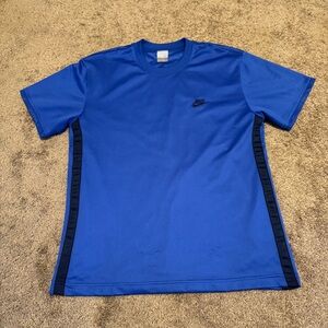 Vintage Nike Shirt Mens Large Blue Short Sleeve Athletic Stretch Logo